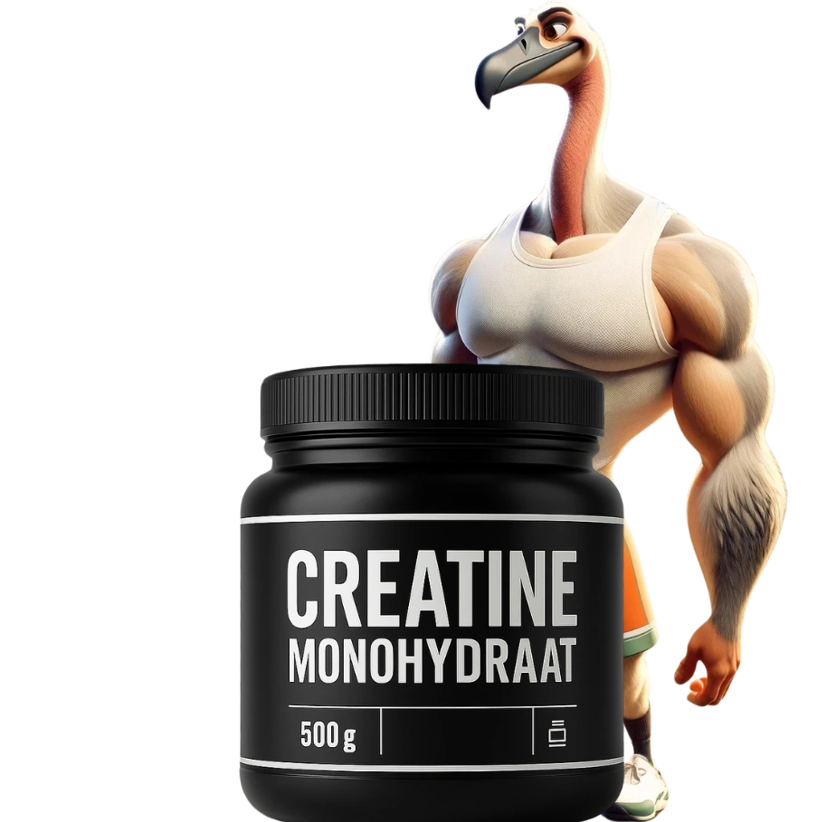 Rogier achter een pot creatine monohydraat